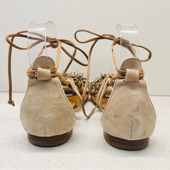 Steve Madden Swizzle Flat Sandals Natural Suede Leather Lace Up Gladiator Sz 7.5 - Picture 5 of 15